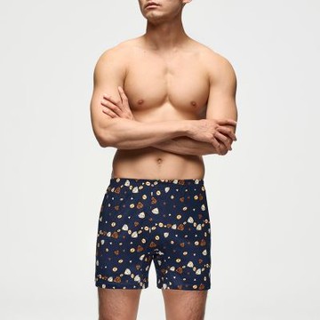 Mr.DADADO-鑽滿摳摳 M-3L印花四角男內褲-絲光針織棉(深藍色)GHQ602DB