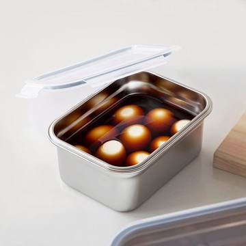 卡扣式304不鏽鋼保鮮盒(附蓋)-1.6L-3入 單一規格