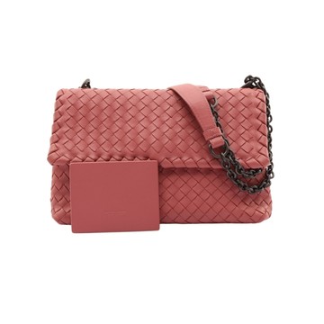 BOTTEGA VENETA BV 寶緹嘉 Olimpia 肩背包 粉色 編織羊皮 【二手名牌BRAND OFF】