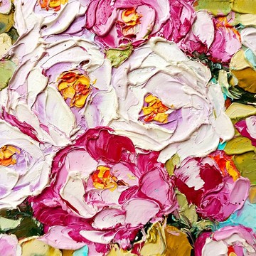 牡丹畫牡丹原創藝術花卉油畫花卉小牆藝術