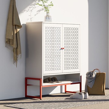 工廠直銷 可批發 鞋櫃 鞋架 玄關鞋架 鞋櫃 置物架 鋼制鞋柜2024新款家用門口多層鞋架鐵藝大容量金屬鐵皮對開門鞋柜免運 特惠/開立發票 S1112