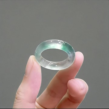 【高冰飄花】翡翠玉戒指 女款玉戒 天然A貨 獨龍玉戒 素圈指環 飄花細膩 瑩潤透亮 正宗尾戒 氣質百搭