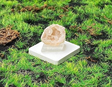 瑪瑙白晶洞 彩虹白方解石 | 招財開運 | 兩入套組 辦公室風水擺件