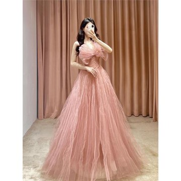 Alice仙氣減齡設計2025新款訂婚浪漫晚宴生日嗲霧粉色藝考晚禮服