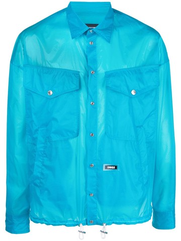 Dsquared2 - logo-patch shirt jacket - men - Polyamide - 48 - Blue