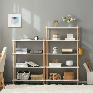 公司貨 超低價 古貝詩北歐書架落地儲物架簡約創意擱板置物架實木書櫃客廳陳列架 快速發貨