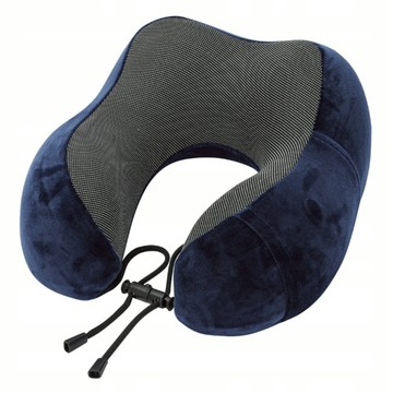 旅遊用品 U型枕記憶棉旅行枕頭護頸枕 汽車飛機午睡枕 旅行三寶 眼罩+耳塞  展開29 x 25 x 15cm 收納14 x 14 x 17cm  藏青