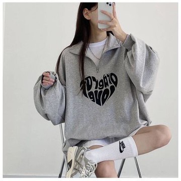 Dition防寒內刷毛 字母愛心造型拉鍊 運動上衣