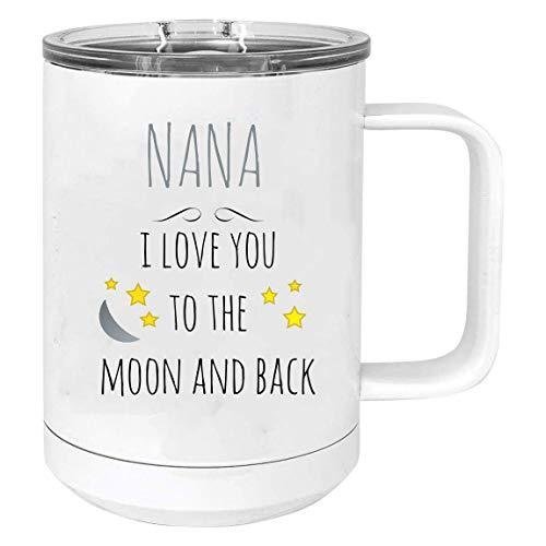 Nana I Love You to the Moon and Back ステンレススチール 真空断熱 15オンス トラベルコーヒーマグ スライダ