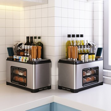 不銹鋼廚房調料收納置物架收納盒調味罐組合套裝調味品調料瓶刀架