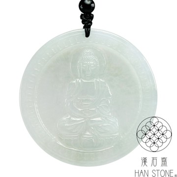 【漢石齋】天然翡翠A貨 佛陀玉佩吊墜 冰種(52*52*4mm)