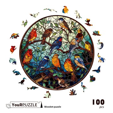 YouRPuzzle拼圖 台灣現貨 喜雀歡歌 檢驗合格 不規則木製拼圖 精美設計外盒 AI繪製