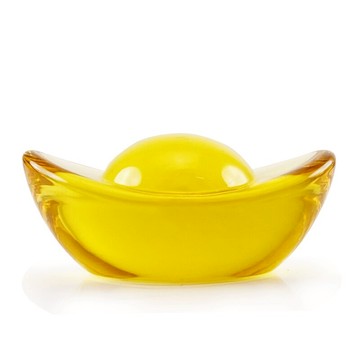 慈緣正堂 實心黃水晶金元寶擺件工藝品 中式桌面送禮客廳書房家居