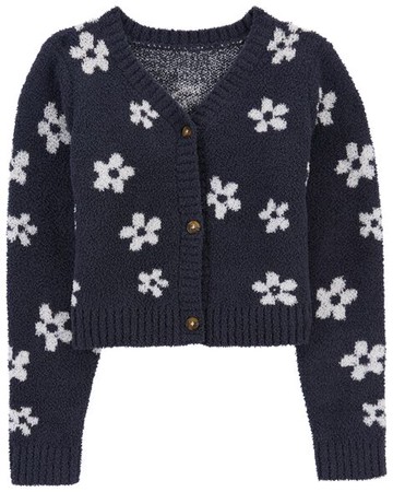 Kid Floral Sweater Knit Cardigan