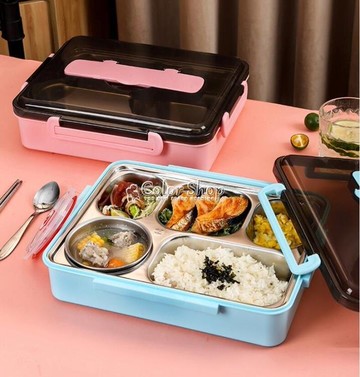 食品級304不銹鋼飯盒速食盒學生上班族便攜便當盒分格餐盤帶蓋【摩可美家】