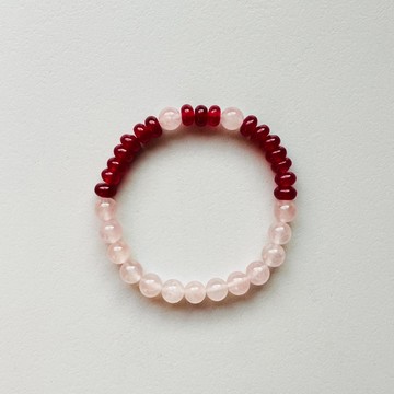 C happy 微笑粉晶石榴石手鍊+永生繡球花__女人健康寶石 - 15至16cm