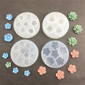 四連雙層櫻花桃花矽膠模具翻糖慕斯蛋糕石膏滴膠模具裝潢擺件模具 黏土工具 黏土模具