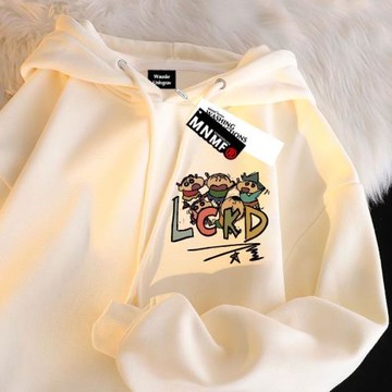 男女童秋冬季新款連帽衛衣卡通蠟筆小新印花中大童寬松百搭上衣潮