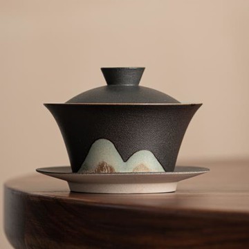 三才蓋碗茶杯單個手工家用防燙泡茶碗大號粗陶瓷功夫沏敬茶碗套裝