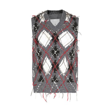 Maison Margiela - Dark Grey Wool And Alpaca Cut Out Knitted Gentlemen Vest