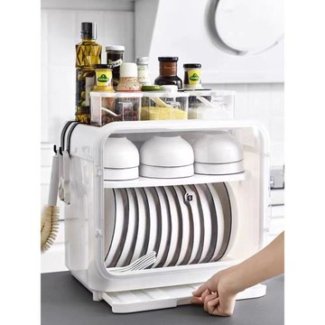 廚房碗架臺面家用碗柜瀝水架塑料碗筷收納盒餐具裝碗碟收納箱帶蓋