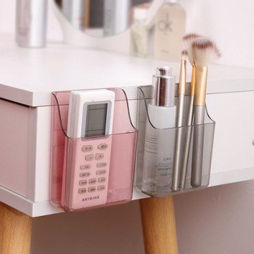 [荷生活]免打孔壁掛式透明收納盒 搖控器牙刷刮鬍刀 客廳衛浴收納-買一送一