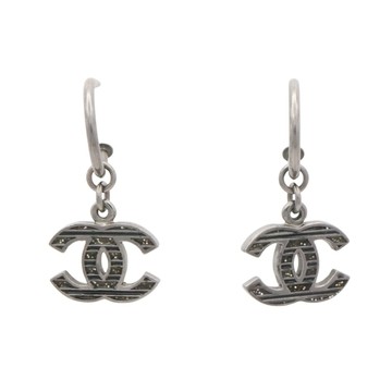 CHANEL 香奈兒 黑色鍍銀 雙C 耳環 【二手名牌BRAND OFF】