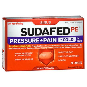 Sudafed PE Pressure + Pain + Cold Caplets 24 Tabs by Sudafed