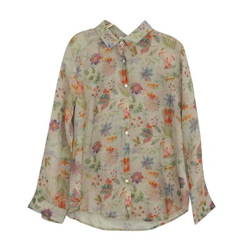 薄款印花苧麻襯衫36005