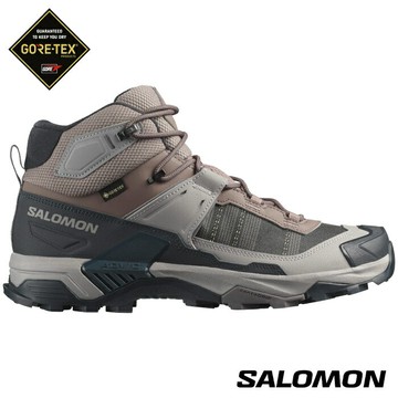 【速捷戶外】法國 Salomon 男 X ULTRA 5 Goretex (灰/藍/灰), 男中筒Gore-Tex防水登山健行鞋 , 適合登山、健行、旅遊
