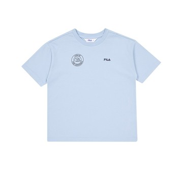 FILA KIDS 童短袖圓領T恤-灰藍色 1TEA-4401-GB