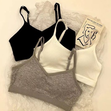 胖胖美依 上衣 吊帶 背心 無袖上衣 胸罩 內搭 新款美背純棉內衣無鋼圈聚攏運動吊帶背心抹胸一體式胸罩-7202.