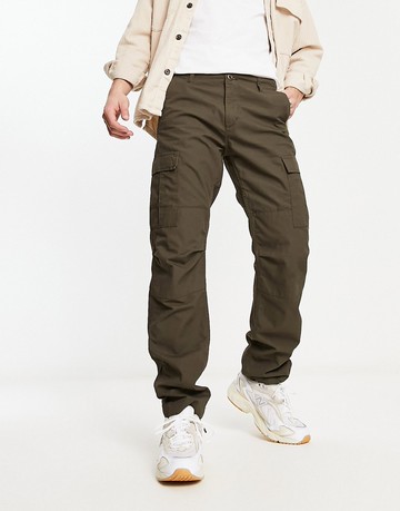 Carhartt WIP aviation slim cargo pants in khaki-Green