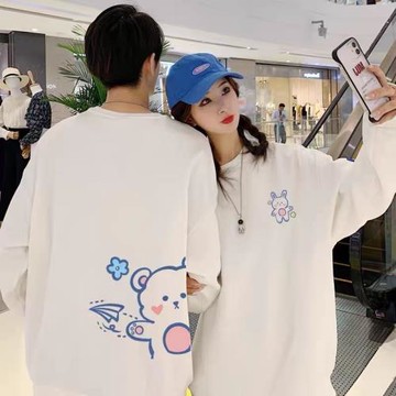 2021秋冬新款小眾設計感純棉重磅加絨加厚簡約百搭不帶帽情侶衛衣