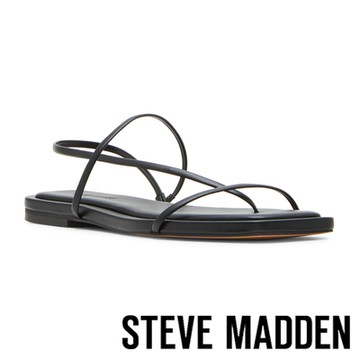 STEVE MADDEN-LYNLEY 簡約線條夾腳涼鞋-黑色