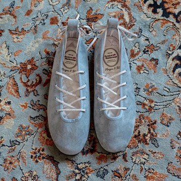 英國 Rockfish 絨面綁帶芭蕾舞鞋 灰藍 - 24.5 號