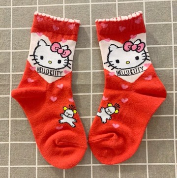 【震撼精品百貨】Hello Kitty 凱蒂貓~三麗鷗 KITTY兒童襪子(14~19CM)-紅心#52897
