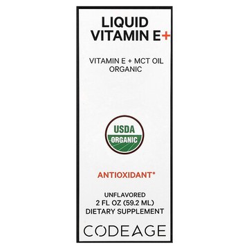 Codeage, 液體維生素 E+，原味，2 液量盎司（59.2 毫升）