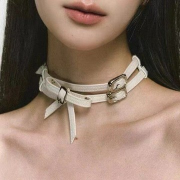 【台灣公司 可打統編】免運 白色蝴蝶結皮革項圈女choker頸鏈脖子配飾項鏈頸環小眾高級感新款 可開發票 全館五折 工廠現貨直銷 新品特價 z9211