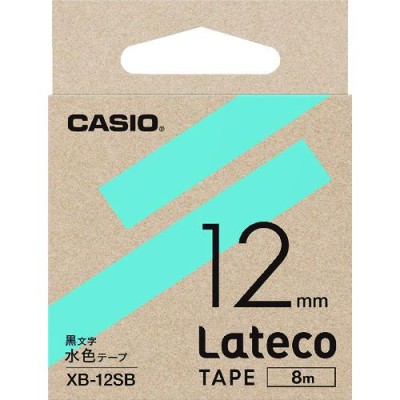 カシオ計算機 カシオ ラテコ (Lateco) 専用詰め替えテープ 12mm 水色テープに黒文字 (XB12SB)