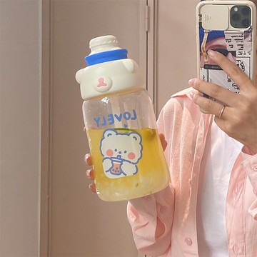 ins風高顏值吸管大杯子女夏季便攜大容量水杯簡約戶外學生喝水杯