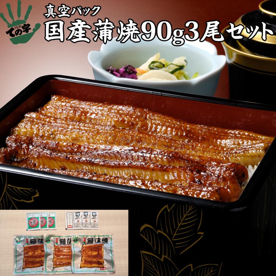 お歳暮 うなぎ 鰻 国産 プレゼント ギフト 蒲焼 90g×3セット ての字