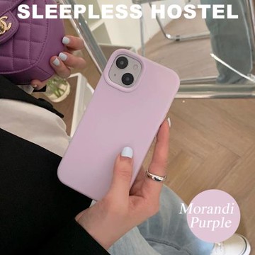失眠招待所 超美ins莫蘭迪紫液態硅膠適用iphone16pro蘋果17promax手機殼15
