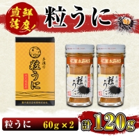 akune-2-9 粒うに(60g×2瓶) 国産 魚介 海産物 おつまみ おかず 海鮮丼 冷蔵配送 鹿児島県産 阿久根市産 2-9