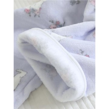 冬季法蘭絨睡衣女加絨加厚保暖珊瑚絨圓領套頭卡通學生家居服套裝