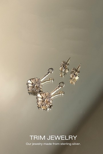 Mini Gemstone - 925 純銀配飾宇宙耳環 - 銠金電鍍