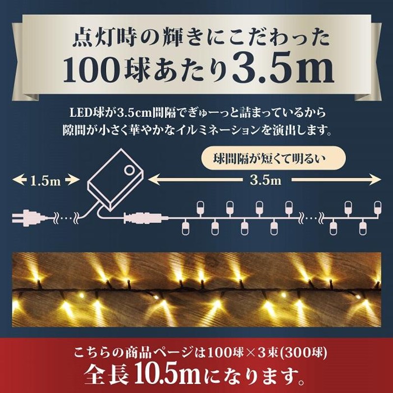 イルミネーション 屋外 300球 LED イルミネーションライト クリスマス