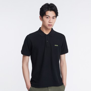 繡花吸濕排汗POLO衫(黑色)-男