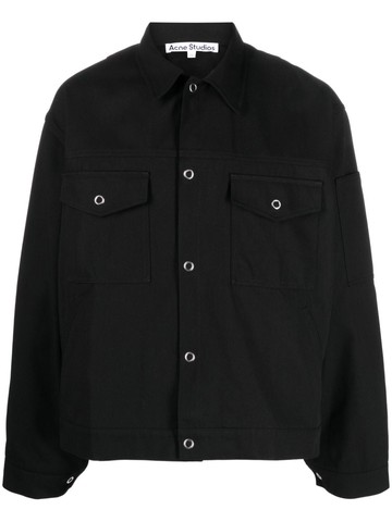 Acne Studios - long-sleeve shirt jacket - men - Cotton/Polyester/Polyester/Cotton - 48 - Black