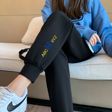 胖胖美依 長褲 束腿褲 運動褲 寬褲中大碼 M-4XL新款寬鬆束腳小個子加絨衛褲子休閒哈倫褲-2300.